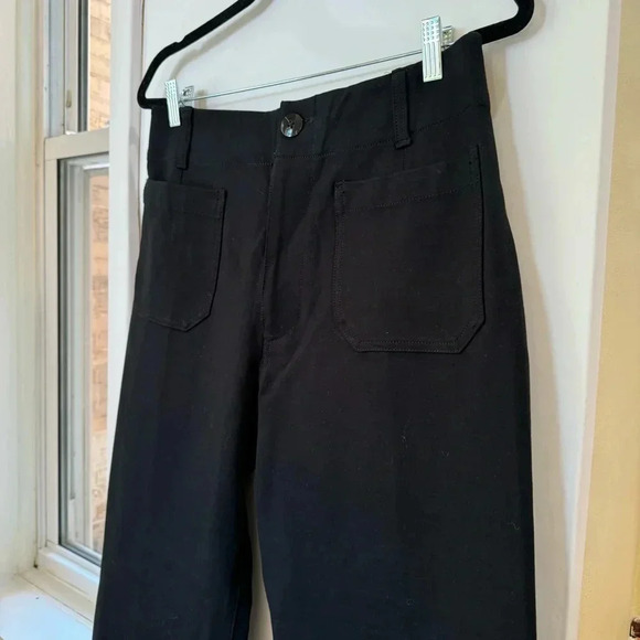 New Anthropologie Colette Ponte Cropped Wide Leg Pants in Black 32 - Picture 7 of 12